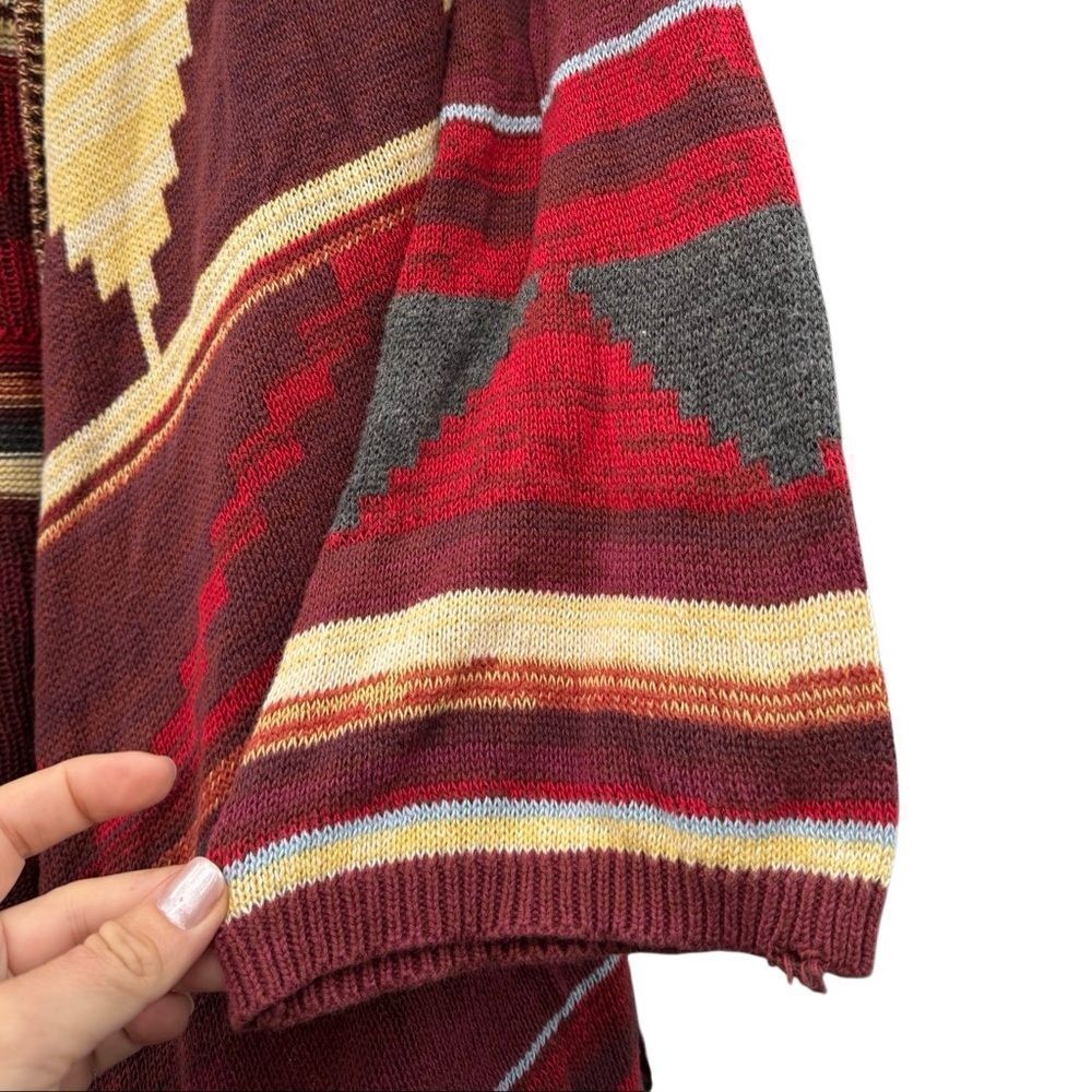 Elan Women's Aztec Western Hooded Cardigan 100% Cotton Size Large - Picture 8 of 9
